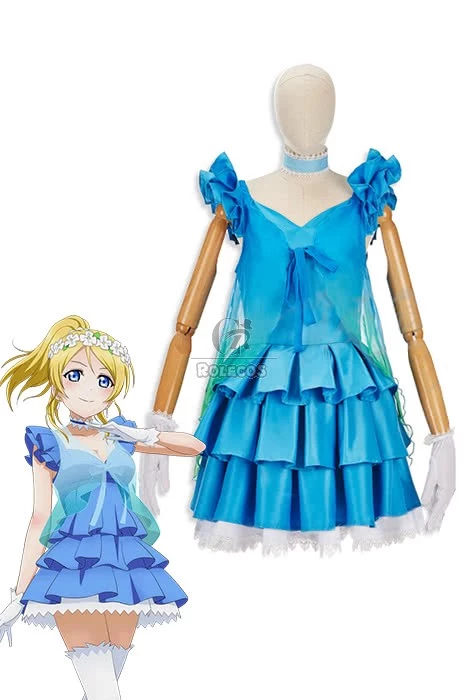 Love Live! Yume No Tobira Eli Ayase Blue Anime Coaplay Dress 1 Love Live! Yume No Tobira Eli Ayase Blue Anime Coaplay Dress