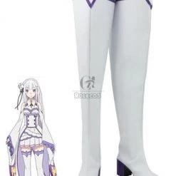 Re:ZERO -Starting Life in Another World Emilia Anime Customized Cosplay Shoes Long Boots