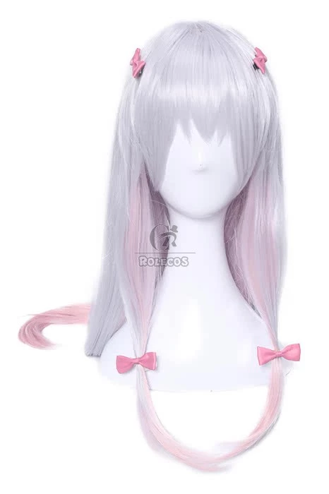 Eromanga Sensei Izumi Sagiri Long Silver Mixed Pink Anime Cosplay Girls Wigs 4 Eromanga Sensei Izumi Sagiri Long Silver Mixed Pink Anime Cosplay Girls Wigs - Image 4