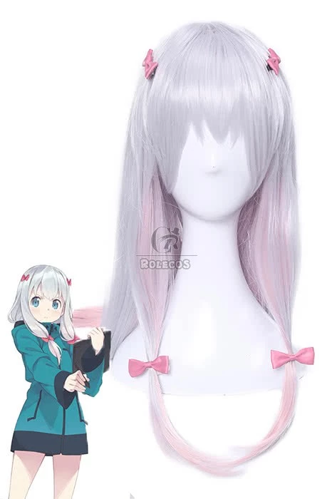 Eromanga Sensei Izumi Sagiri Long Silver Mixed Pink Anime Cosplay Girls Wigs 1 Eromanga Sensei Izumi Sagiri Long Silver Mixed Pink Anime Cosplay Girls Wigs