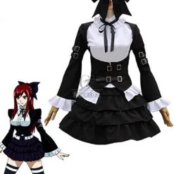 Fairy Tail Erza Scarlet Cosplay Costume Black Suit