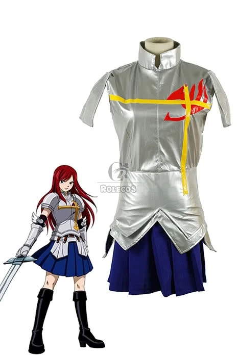 Fairy Tail Erza Scarlet Silver Female Dress Cosplay Costume 1 Fairy Tail Erza Scarlet Silver Female Dress Cosplay Costume