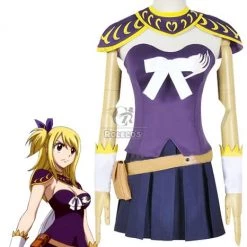 Anime Fairy Tail Lucy Heartphilia Purple Battle Suit Cosplay Costume