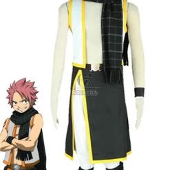 Fairy Tail Natsu Dragneel Cosplay Costume Black And White Suit
