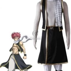 Fairy Tail Natsu Dragneel Cosplay Costume Black Suit 1nd