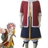 Fairy Tail Natsu Dragneel Cosplay Costume Deep Red Coat