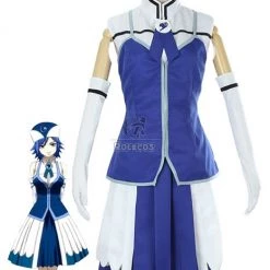 Fairy Tail Rain Woman Juvia Lockser Blue Evening dress Cosplay Costumes