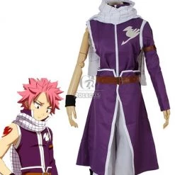 Fairy Tail Team Fairy Tail Natsu Dragneel Cosplay Costumes Purple Robe