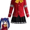 Fairy Tail Wendy Marvell Bow-knot uniform Cosplay Costume Red