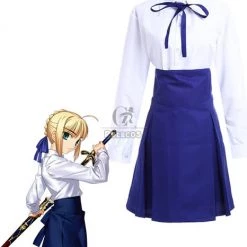 Fate Stay Night Casual Saber Uniform Dress Cosplay Costume New Fancy Dress