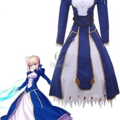 Fate Stay Saber Night Rin Deep Blue Dress Cosplay Costume