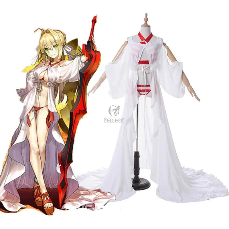 Fate Grand Order Nero White and Red Swimsuit Game Cosplay Costumes 1 Fate Grand Order Nero White and Red Swimsuit Game Cosplay Costumes