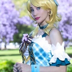 Love Live Bouquet Awaken Ayase Eli Cyan Dress Anime Cosplay Costumes -Anime Costumes store online fewyy