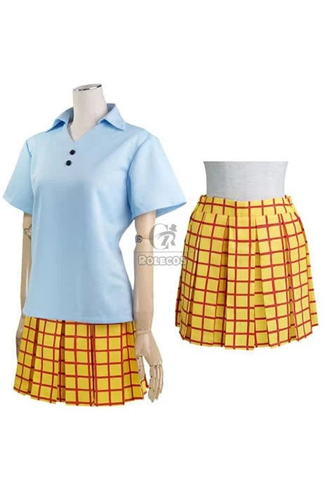 Yowamushi Pedal Sohoku High School Girl's Summer Uniform Blue Cosplay Costume 4 Yowamushi Pedal Sohoku High School Girl's Summer Uniform Blue Cosplay Costume - Image 4