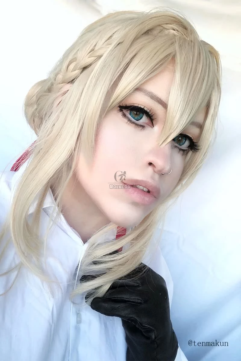 Anime Violet Evergarden Violet Evergarden Synthetic Short Blonde Cosplay Wigs 4 Anime Violet Evergarden Violet Evergarden Synthetic Short Blonde Cosplay Wigs - Image 4
