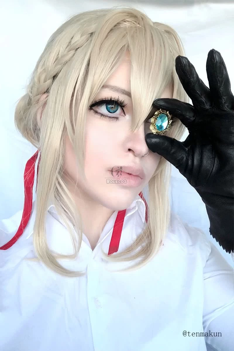 Anime Violet Evergarden Violet Evergarden Synthetic Short Blonde Cosplay Wigs 5 Anime Violet Evergarden Violet Evergarden Synthetic Short Blonde Cosplay Wigs - Image 5