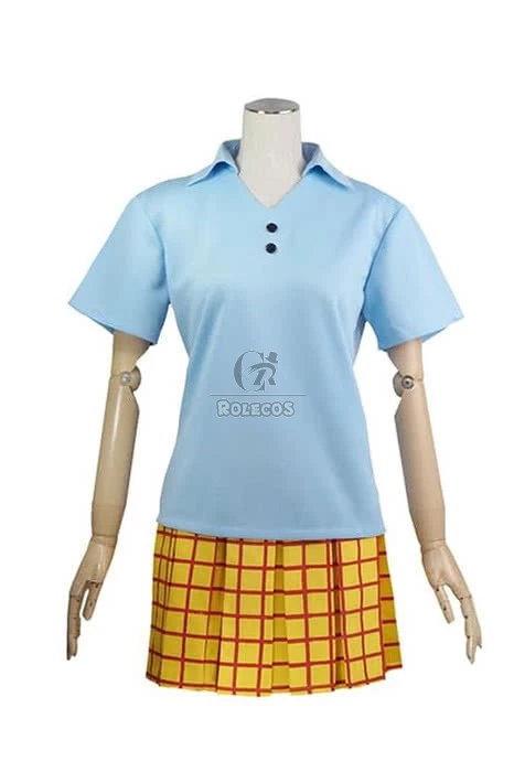 Yowamushi Pedal Sohoku High School Girl's Summer Uniform Blue Cosplay Costume 1 Yowamushi Pedal Sohoku High School Girl's Summer Uniform Blue Cosplay Costume