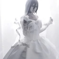 Attack On Titan Mikasa Cosplay Costume White Wedding -Anime Costumes store online gher 2
