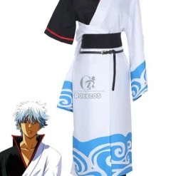 Gintama Sakata Silver Black And White Suit Animation Cosplay Costume