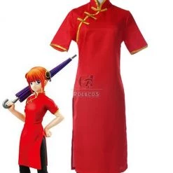 Gintama Kagura 7th Version Red Dress Aime Cosplay Costumes
