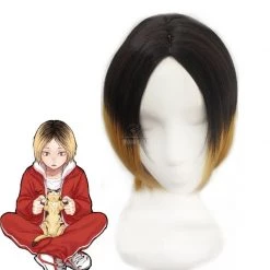 Haikyū!! kozumekenma Black Mixde Yellow long Cosplay Wigs