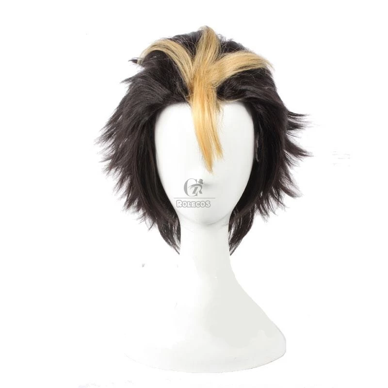 Haikyū!! Nishinoya Yuu Yellow Mixd Black Short Cosplay Wigs - Image 4