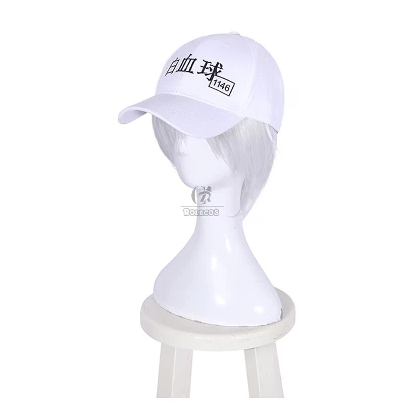 Hataraku Saibou Cells At Work White Blood Cell U-1146 Short White Cosplay Wigs - Image 3