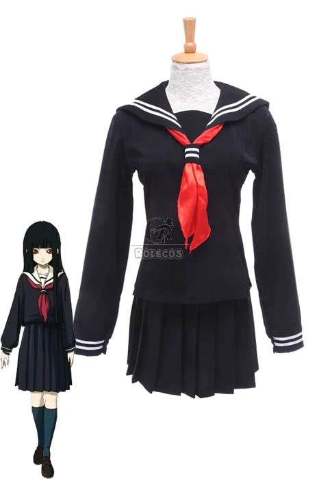 Anime Hell Girl Jigoku Shoujo Enma Ai Sailor Uniform Cosplay Costumes 1 Anime Hell Girl Jigoku Shoujo Enma Ai Sailor Uniform Cosplay Costumes