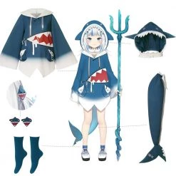 Hololive English Vtuber Gawr Gura Cosplay Costume With Tail -Anime Costumes store online hololive english vtuber gawr gura cosplay 2