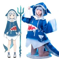 Hololive English Vtuber Gawr Gura Cosplay Costume With Tail -Anime Costumes store online hololive english vtuber gawr gura cosplay costume 2 1