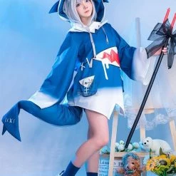 Hololive English Vtuber Gawr Gura Cosplay Costume With Tail -Anime Costumes store online hololive english vtuber gawr gura cosplay costume 3