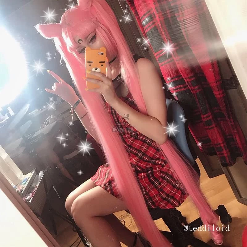 130cm Long Sailor Moon Cosplay Wigs Pink Woman Wigs 3 130cm Long Sailor Moon Cosplay Wigs Pink Woman Wigs - Image 3