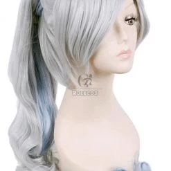 120cm Grey Fade Blue White Trailer Cos Wig With Ponytail -Anime Costumes store online jf 0111 pcm 2