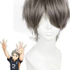 Haikyuu!! Kōshi Sugawara Short Grey Cosplay Wig Man Hair