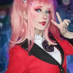 Kakegurui Yumemite Yumemi 100cm Long Pink Straight Cosplay Wigs -Anime Costumes store online kakegurui yumemite yumemi 100cm long pink straight cosplay wigs