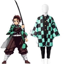 Kid Demon Slayer Tanjirou Kamado kimono Cosplay Costume