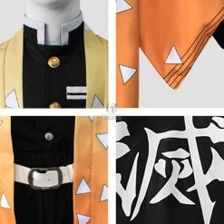 Kid Demon Slayer Zenitsu Agatsuma kimono Cosplay Costume -Anime Costumes store online kid demon slayer zenitsu agatsuma kimono cosplay costume 4