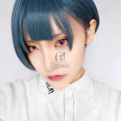 Kiss Him, Not Me Shima Nishina Blue Mixed Green Short Synthetic Cosplay Wigs ML244 -Anime Costumes store online kiss him not me shima nishina blue mixed green short synthetic cosplay wigs 12