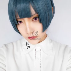 Kiss Him, Not Me Shima Nishina Blue Mixed Green Short Synthetic Cosplay Wigs ML244 -Anime Costumes store online kiss him not me shima nishina blue mixed green short synthetic cosplay wigs 13