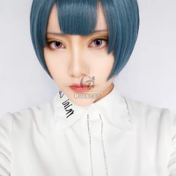 Kiss Him, Not Me Shima Nishina Blue Mixed Green Short Synthetic Cosplay Wigs ML244 -Anime Costumes store online kiss him not me shima nishina blue mixed green short synthetic cosplay wigs 16