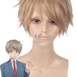 Kiss Him, Not Me Hayato Shinomiya Synthetic Cosplay Wigs Men Short Flaxen Hair Wigs