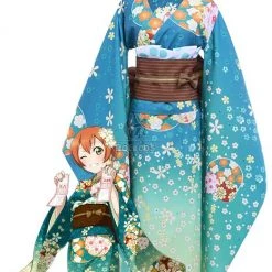 Love Live! Rin Hoshizora Blue Kimono Cosplay Costume