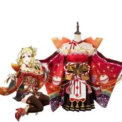 Love Live! Sunshine Aqours Mari Ohara Maple kimono Cosplay Costume