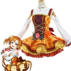 Love Live Bouquet Awaken Kosaka Honoka Orange Dress Anime Cosplay Costumes
