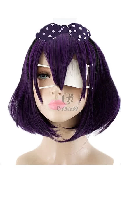 Kakegurui Midari Ikishima Short Purple Mixed Black Anime Cosplay Woman Wigs 2 Kakegurui Midari Ikishima Short Purple Mixed Black Anime Cosplay Woman Wigs - Image 2
