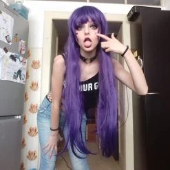 Love Live! Little Devil Awaken Nozomi Tojo Anime Wigs Long Curly Purple Cosplay Wigs ML235 -Anime Costumes store online ml235 5