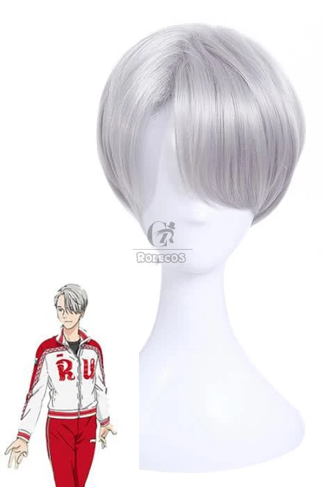 Yuri on Ice Victor Nikiforov Cosplay Wigs Men Short Light Gray Wigs 1 Yuri on Ice Victor Nikiforov Cosplay Wigs Men Short Light Gray Wigs