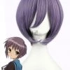 35cm The Melancholy Of Haruhi Suzumiya Nagato Yuki Cosplay Wigs Short Purple Woman Wigs