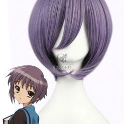 35cm The Melancholy Of Haruhi Suzumiya Nagato Yuki Cosplay Wigs Short Purple Woman Wigs