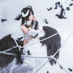Overlord Albedo White dress Cosplay Costume -Anime Costumes store online overlord albedo white dress cosplay costume